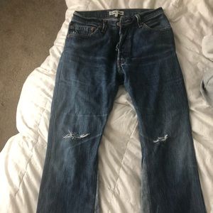 Re/Done Levi’s Distressed Wide Leg Denim